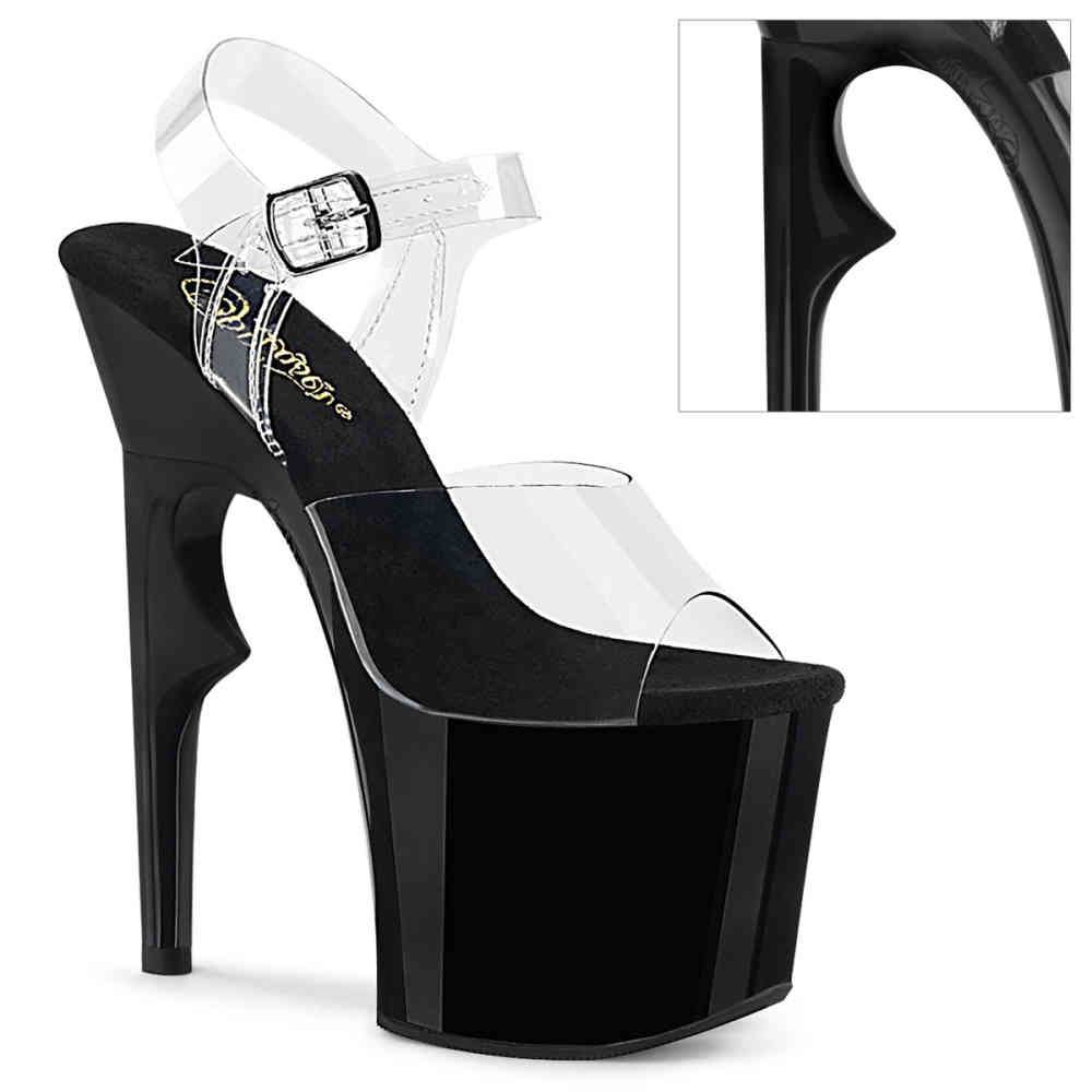 Pleaser - LOVETHORN708 Sandale à bride à la cheville, Pole dance chaussures - Chaussures de pole dance - Noir/Transparent Product image